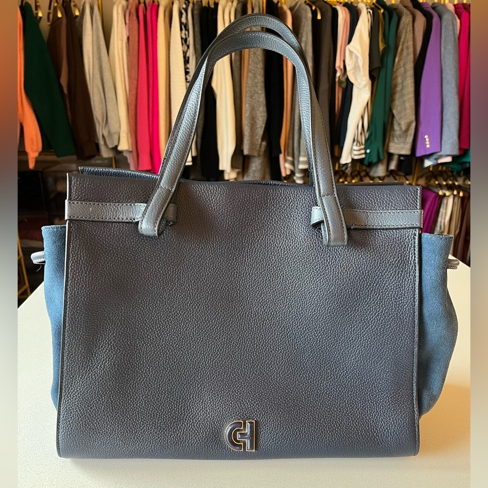 Cole Haan Grand Ambition Side Cinch Satchel, Navy/Blue - Picture 2 of 12